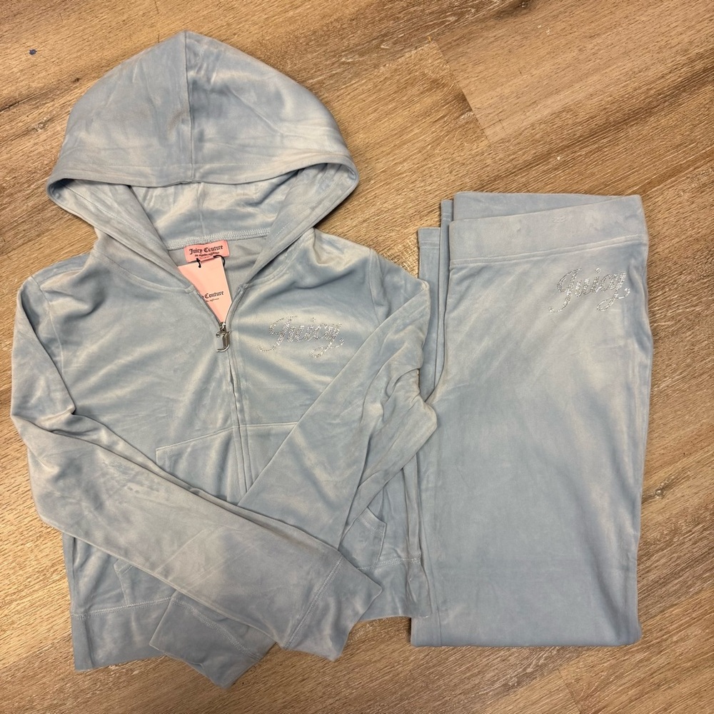 Juicy Couture Sky Blue Velour Set size X-Large - Picture 1 of 3